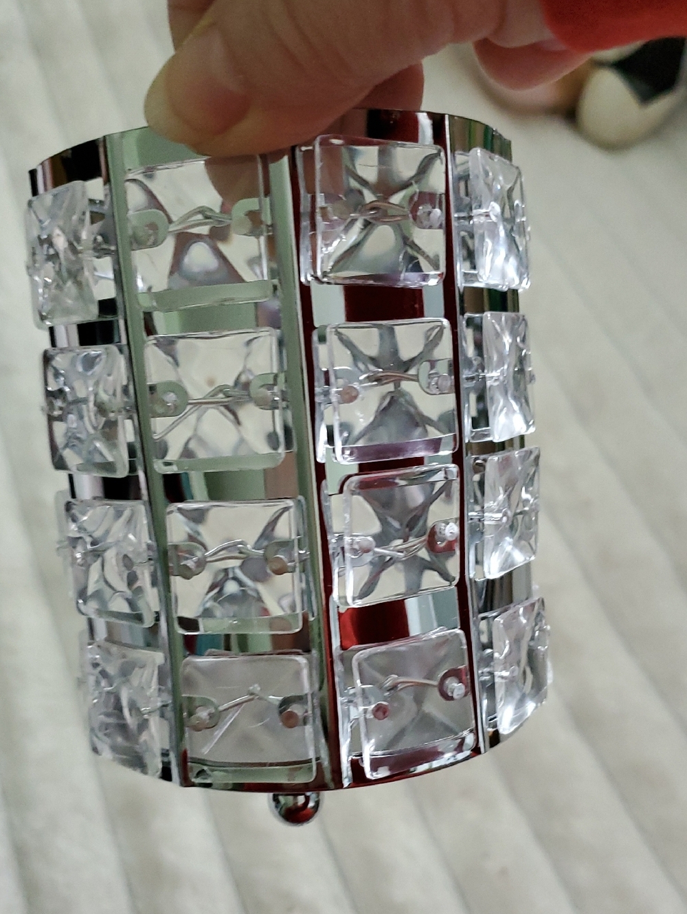 Crystal Accent Candle, Pencil Or Make-Up Brush Holder - Clear & Chrome